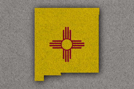 Map and flag of New Mexico on feltの写真素材