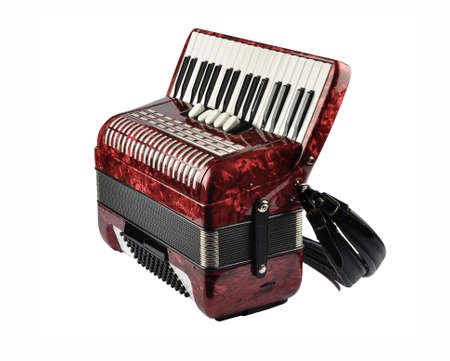 Closed accordion isolated on white backgroundの写真素材