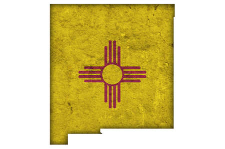 Map and flag of New Mexico on weathered concreteの写真素材