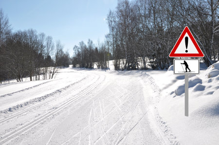 Cross-country ski run in Frauenau in the Bavarian Forestの写真素材