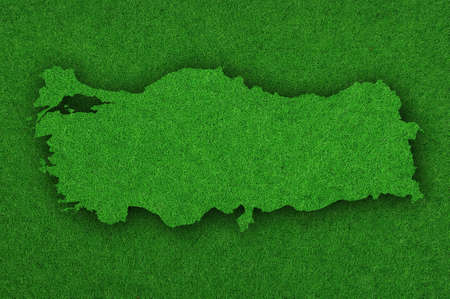 Map of Turkey on green feltの写真素材
