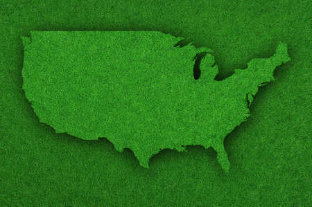 Map of USA on green feltの写真素材