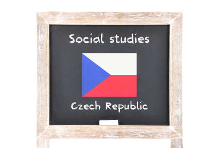 Social studies with flag on boardの写真素材