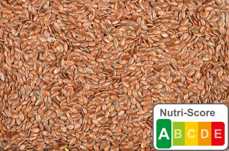 Presentation of food labeling using the Nutri-Score of flaxseedの写真素材