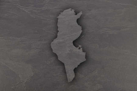 Map of Tunisia on dark slateの写真素材