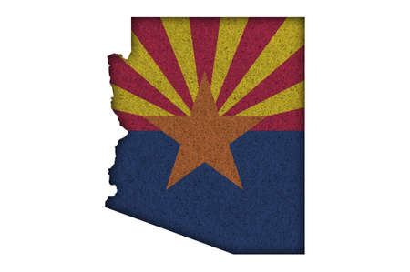 Map and flag of Arizona on feltの写真素材