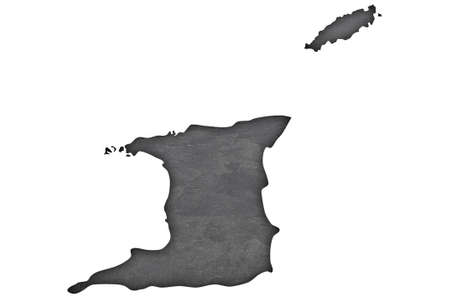 Map of Trinidad and Tobago on dark slateの写真素材