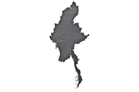 Map of Myanmar on dark slateの写真素材