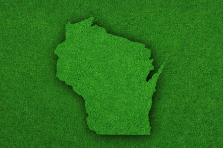 Map of Wisconsin on green feltの写真素材
