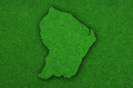 Map of French Guiana on green feltの写真素材