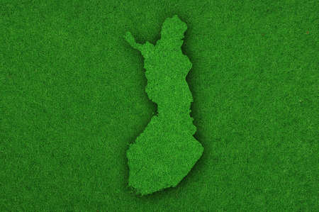 Map of Finland on green feltの写真素材