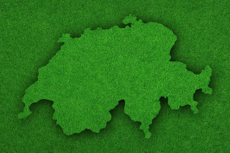 Map of Switzerland on green feltの写真素材