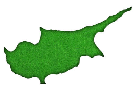 Map of Cyprus on green feltの写真素材