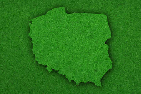 Map of Poland on green feltの写真素材
