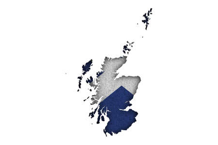 Map and flag of Scotland on feltの写真素材