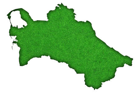 Map of Turkmenistan on green feltの写真素材