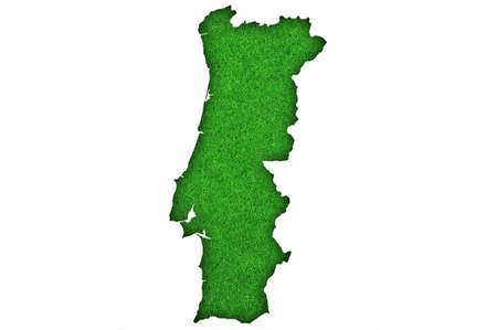 Map of Portugal on green feltの写真素材