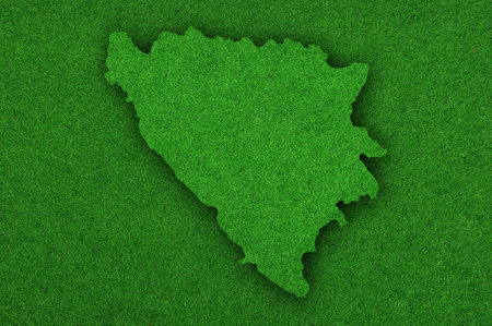 Map of Bosnia and Herzegovina on green feltの写真素材