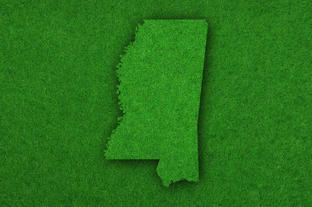 Map of Mississippi on green feltの写真素材