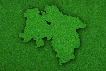 Map of Lower Saxony on green feltの写真素材
