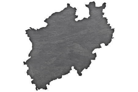 Map of North Rhine-Westphalia on dark slateの写真素材