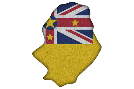 Map and flag of Niue on feltの写真素材