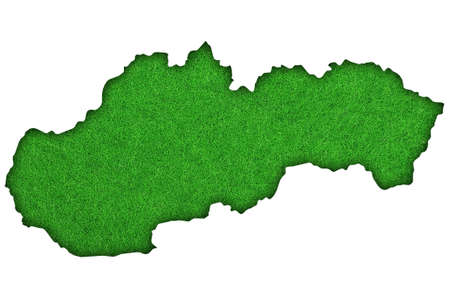 Map of Slovakia on green feltの写真素材