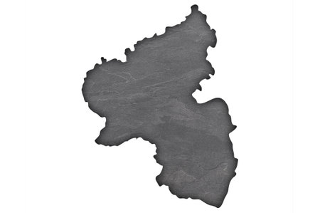 Map of Rhineland-Palatinate on dark slateの写真素材