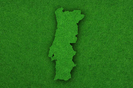Map of Portugal on green feltの写真素材