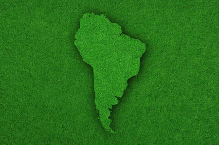 Map of South America on green feltの写真素材