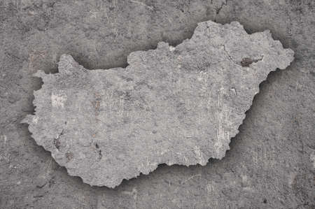 Map of Hungary on weathered concreteの写真素材