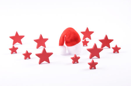 Christmas time decoration on white backgroundの写真素材
