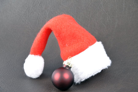 Decoration with Christmas symbols on a black backgroundの写真素材