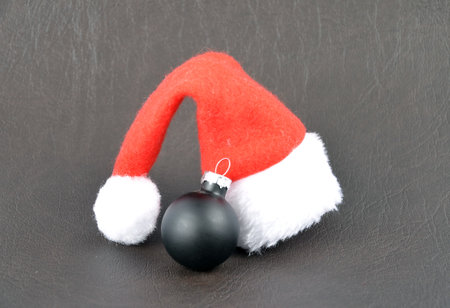 Decoration with Christmas symbols on a black backgroundの写真素材