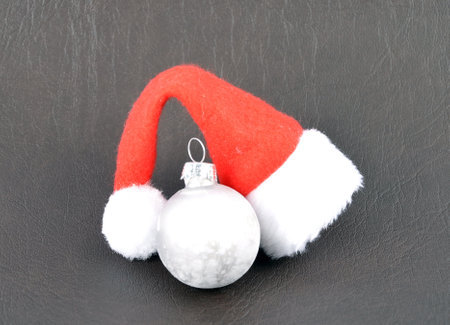 Decoration with Christmas symbols on a black backgroundの写真素材