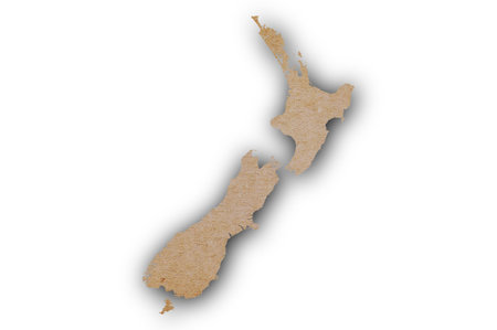 Accurate and detailed map of New Zealand on grunge paperの写真素材