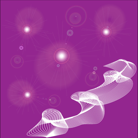 Purple dream background with stars and white ribbonのイラスト素材