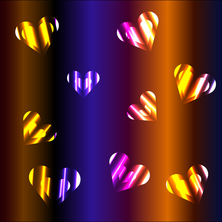 Neon hearts in neon hearts backgroundのイラスト素材