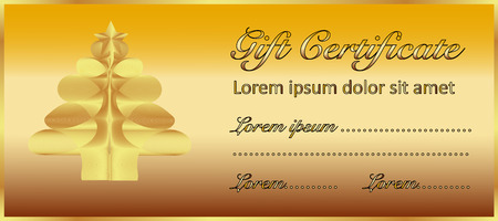 Golden gift Certificate with Christmas treeのイラスト素材