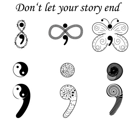 Semicolon variations, don't let your story endのイラスト素材