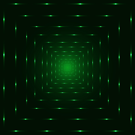 Green neon laser perspective tunnelのイラスト素材