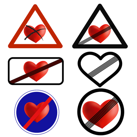 Not in love traffic signs, love over vector iconsのイラスト素材