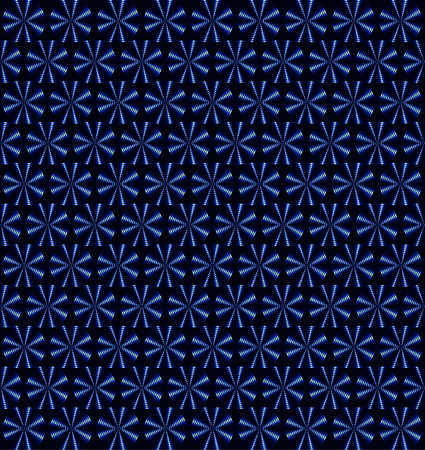 Blue neon rotating fans, floral pattern, seamless vector backgroundのイラスト素材