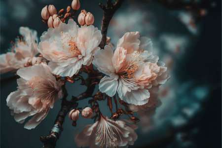 Beautiful pink cherry blossom flowers in spring