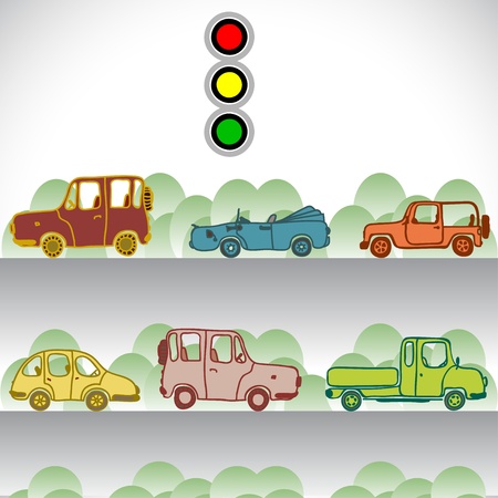 The cars on the roads in cityのイラスト素材