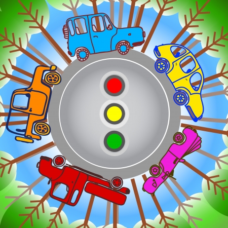 The cars on the roads in cityのイラスト素材