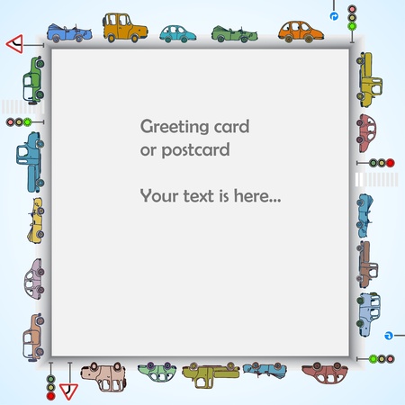 Frame with cars and signs on boards squareのイラスト素材