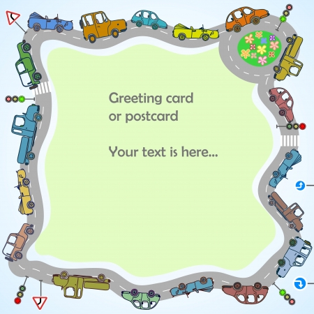 Frame with cars and signs on boardsのイラスト素材