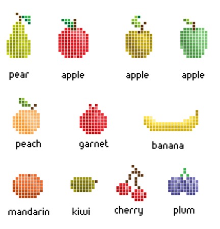 pixel fruit collection retroのイラスト素材