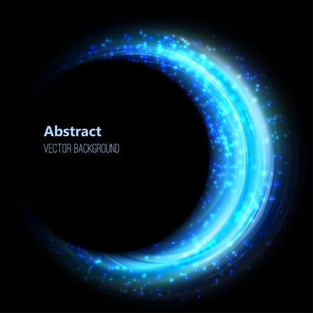 Vector illustration of blue abstract background with blurred magic neon light curved linesのイラスト素材